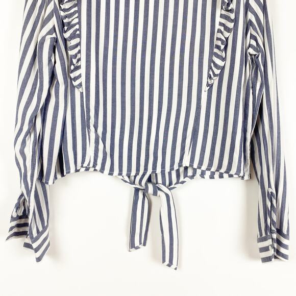 Rails Piper Ocean White Stripe Ruffled Tie Front Button Up Blouse Womens Size S - Picture 11 of 13